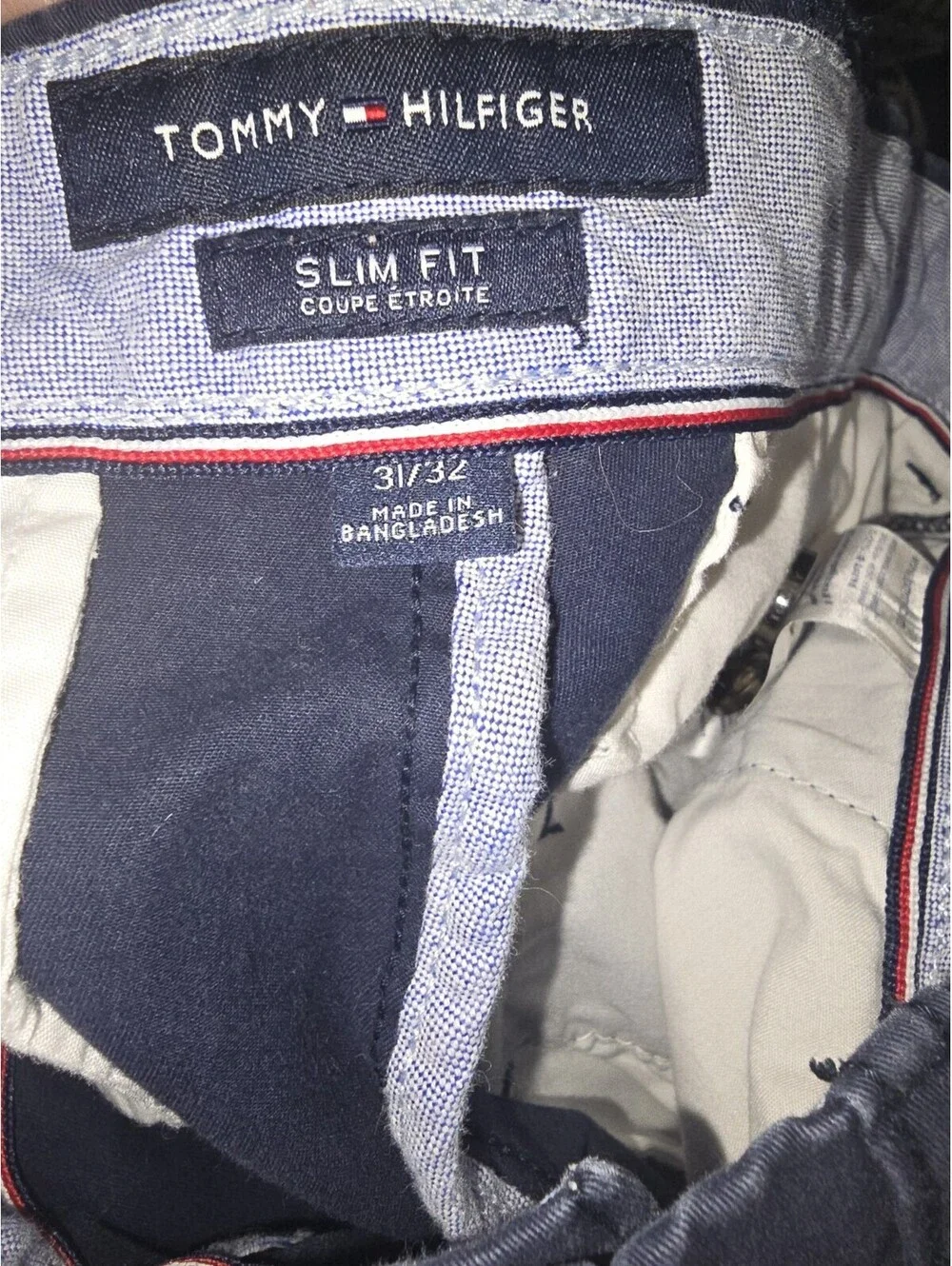 Tommy Hilfiger Men’s Navy Blue Chino Pants Slim Fit 31/32 School Preppy